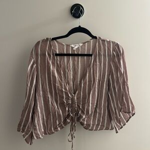 BCBGeneration cropped linen shirt